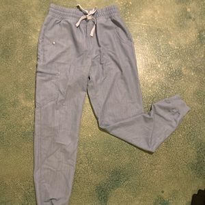 FIGS women's High Waisted Tall Jogger Scrub Pants Small Tall  Indigo light blue